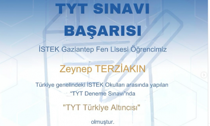 İSTEK Gaziantep Okulları öğrencisinden önemli başarı!
