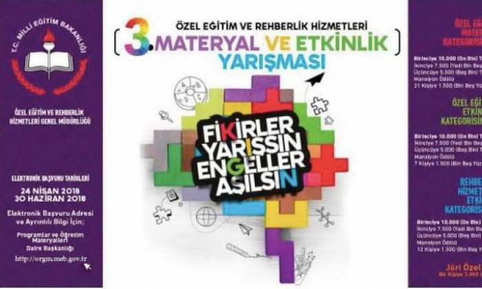Özel Eğitim ve Rehberlik Hizmetleri Materyal ve Etkinlik Yarışması başvuruları başladı