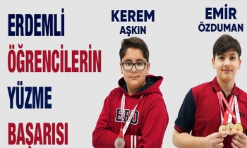 Erdemli öğrencilerin yüzme başarısı